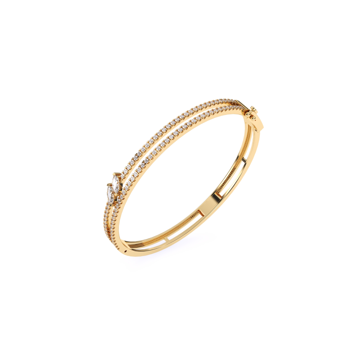 Stackable Two Row Round Diamond Bracelet